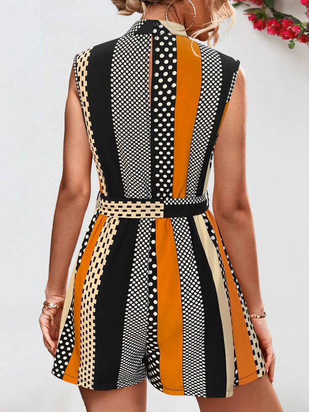 Tied Color Block Sleeveless Romper www.nizzadesign.com