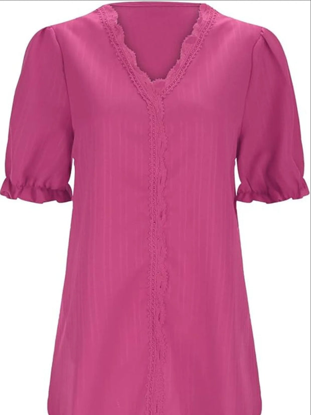 Full Size Lace Detail V-Neck Blouse Plus Size www.nizzadesign.com