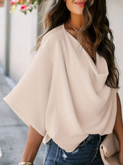 Full Size Ruched Three-Quarter Sleeve Blouse Plus Size www.nizzadesign.com