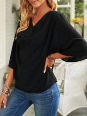 Full Size Ruched Three-Quarter Sleeve Blouse Plus Size www.nizzadesign.com