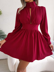 Cutout Turtleneck A-Line Mini Dress www.nizzadesign.com