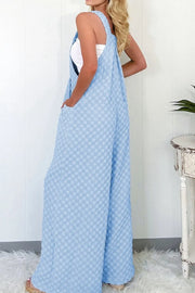 Checkered Pocketed Wide Leg Overalls www.nizzadesign.com