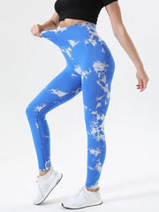 Tie-Dye High Waist Active Leggings Blue www.nizzadesign.com