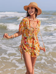 Smocked Printed Tie Neck Romper www.nizzadesign.com