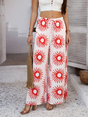 Devine Drawstring Printed Wide Leg Pants Scarlet www.nizzadesign.com