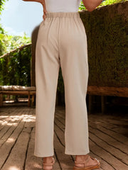 Perfee Ruched Half Elastic Waist Pants www.nizzadesign.com