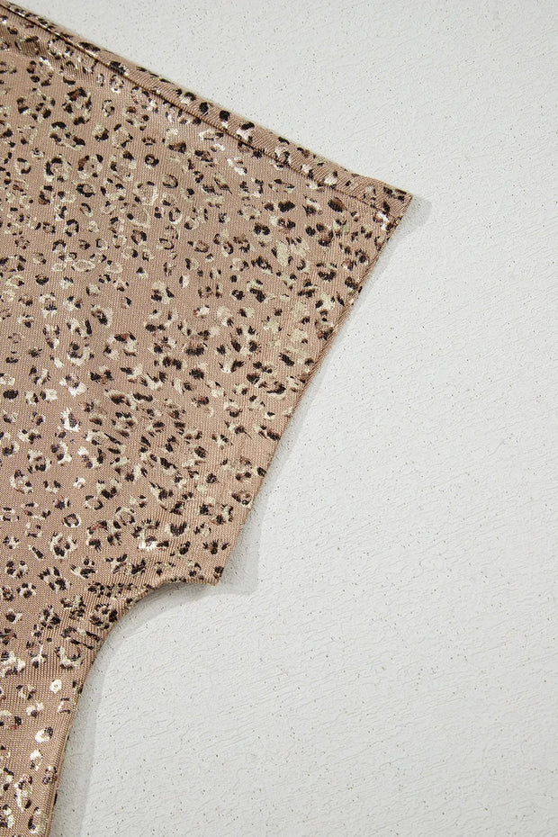 Parchment Shimmer Leopard Print Dolman Sleeve T Shirt www.nizzadesign.com