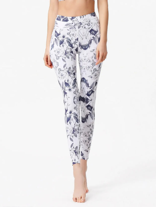 Printed Active High Waist Leggings White www.nizzadesign.com