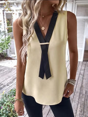Full Size V-Neck Contrast Tank Plus Size www.nizzadesign.com