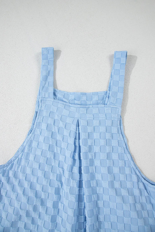 Checkered Pocketed Wide Leg Overalls www.nizzadesign.com
