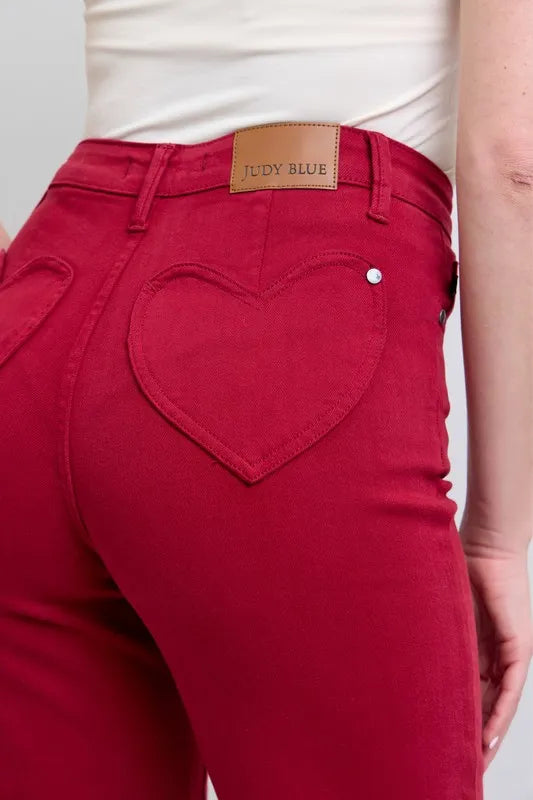 Judy Blue Full Size High Waist Heart Shaped Back Pockets 90's Straight Jeans Plus Size www.nizzadesign.com