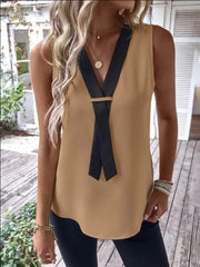 Full Size V-Neck Contrast Tank Plus Size www.nizzadesign.com