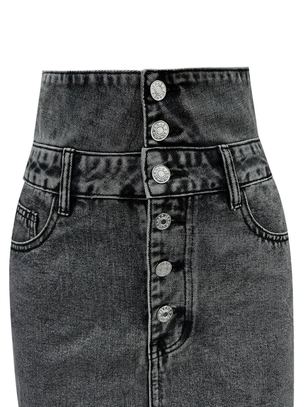 Raw Hem High Waist Denim Skirt www.nizzadesign.com