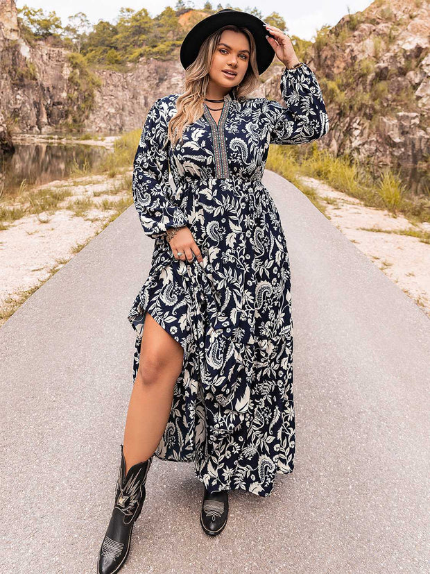 Plus Size Long Sleeve Maxi Dress www.nizzadesign.com