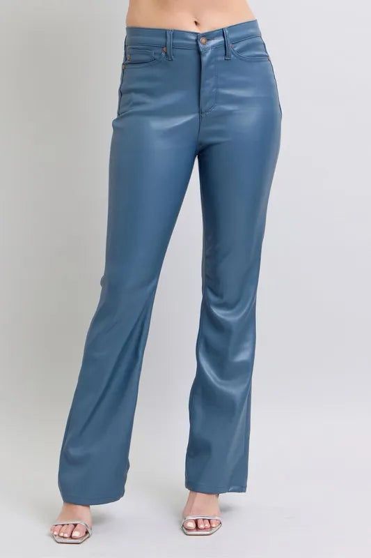 Judy Blue Full Size High Waist Tummy Control Faux Leather Bootcut Pants Plus Size BLUE www.nizzadesign.com