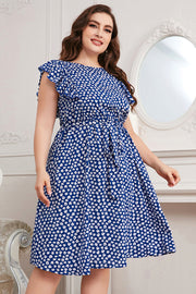 Honey Plus Size Round Neck Tie Waist Dress www.nizzadesign.com