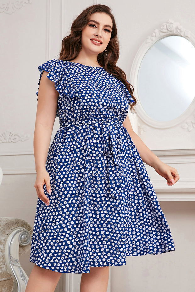 Honey Plus Size Round Neck Tie Waist Dress www.nizzadesign.com