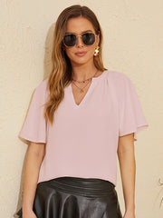 Flutter Sleeve Notched Blouse www.nizzadesign.com