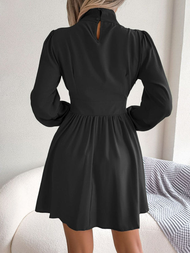 Cutout Turtleneck A-Line Mini Dress www.nizzadesign.com