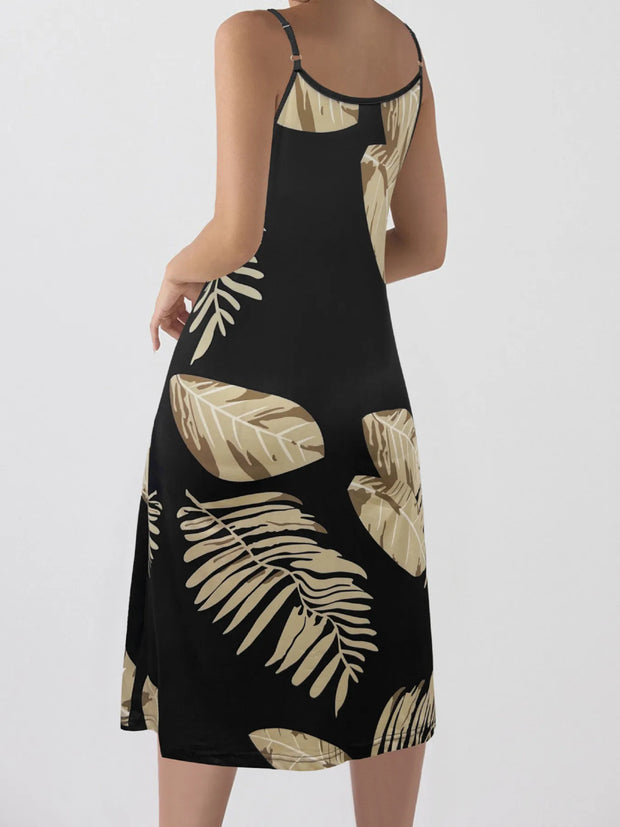 Tropical Leaf Print Halter Neck Mini Dress with Cutout Detail www.nizzadesign.com