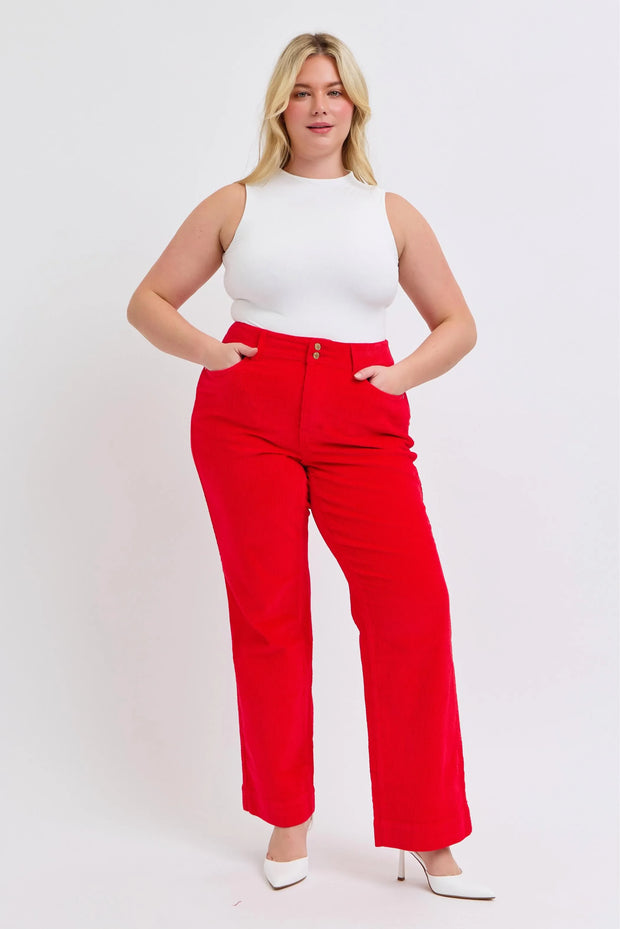 Judy Blue Plus Size High Waist Corduroy Trouser Wide www.nizzadesign.com