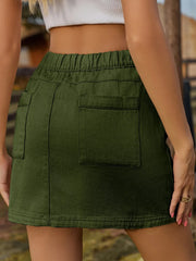 Pocketed Elastic Waist Denim Skirt www.nizzadesign.com