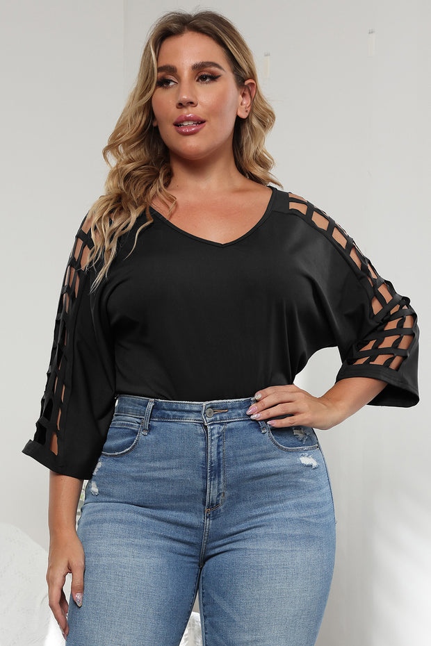 3/4 Sleeve Cutout Detail Top Black www.nizzadesign.com