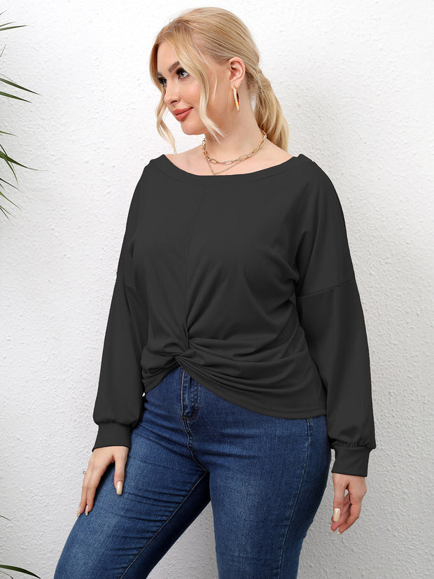 Plus Size Twisted Drop Shoulder T-Shirt www.nizzadesign.com