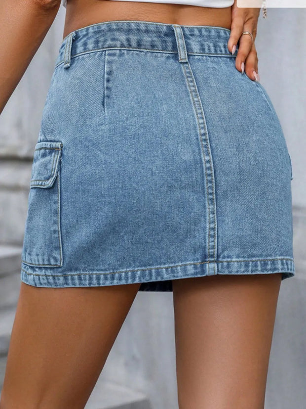 Pocketed Denim Mini Skirt www.nizzadesign.com