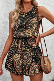 Boho Floral Print Sleeveless Summer Romper www.nizzadesign.com
