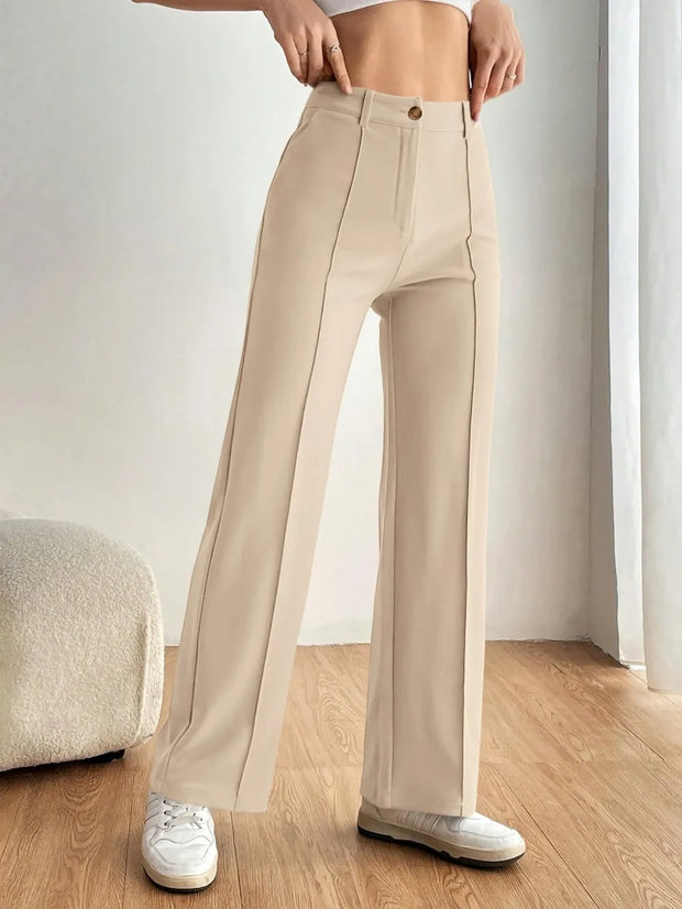 High Waist Wide Leg Pants Tan www.nizzadesign.com