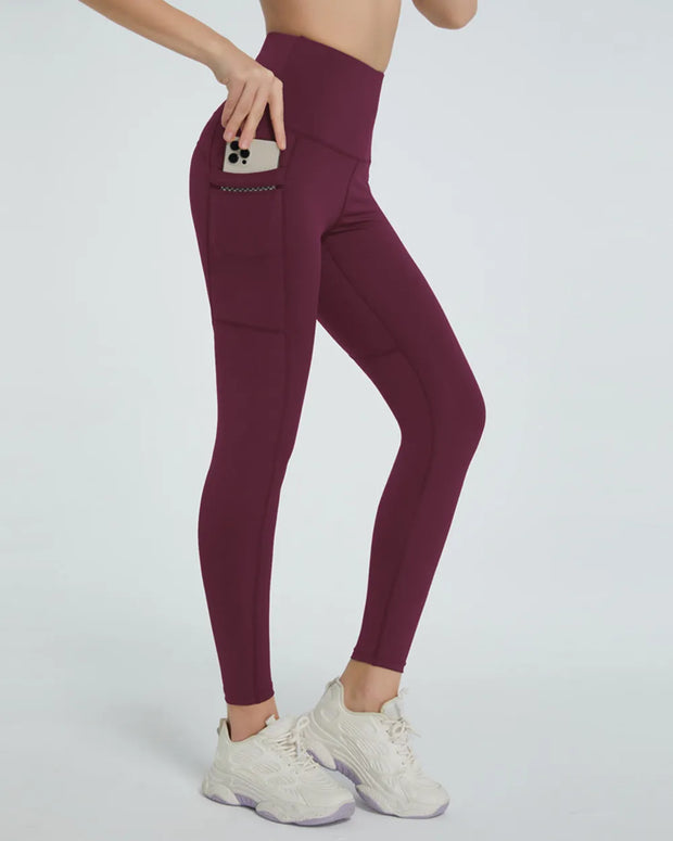 High Waist Active Leggings Burgundy www.nizzadesign.com