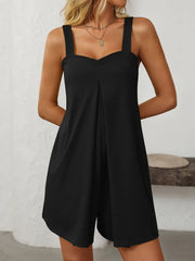 Mandy Sweetheart Neck Wide Strap Romper with Pockets www.nizzadesign.com