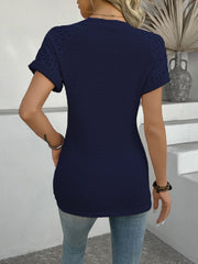 Hollow Out Waffle Knit Short Sleeve T-Shirt www.nizzadesign.com