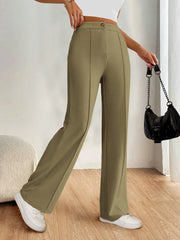 High Waist Wide Leg Pants Matcha Green www.nizzadesign.com