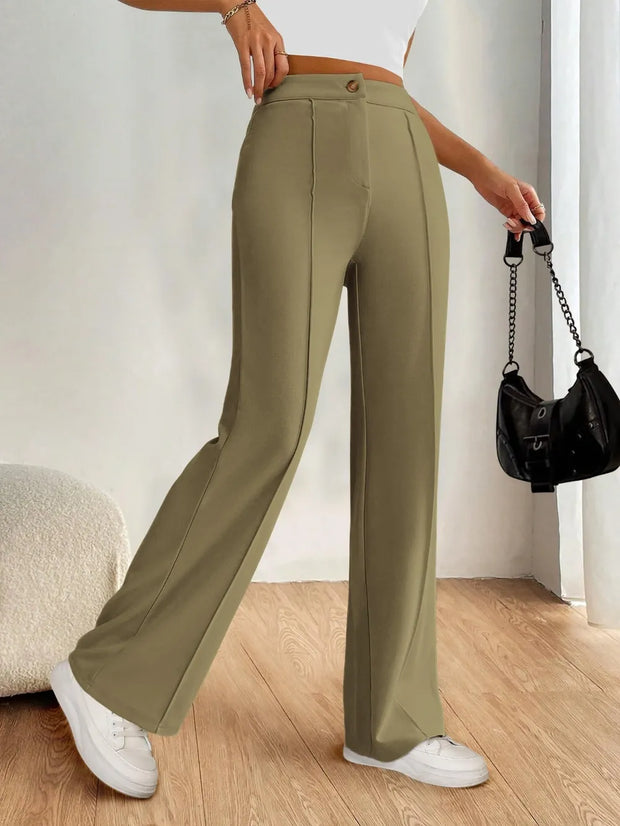 High Waist Wide Leg Pants Matcha Green www.nizzadesign.com