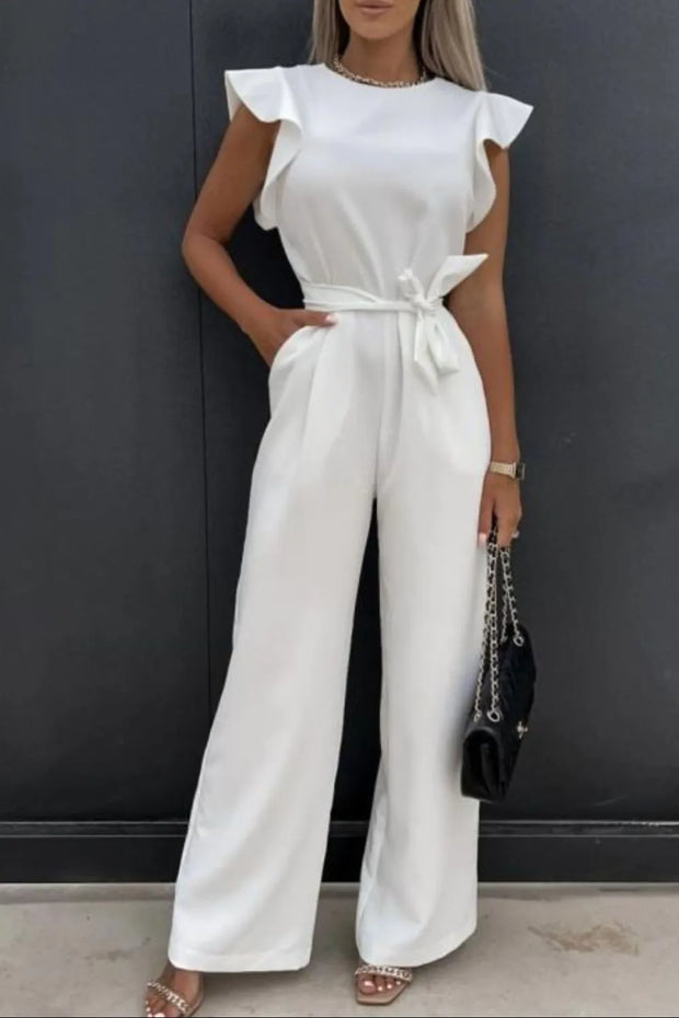 Round Neck Cap Sleeve Jumpsuit www.nizzadesign.com