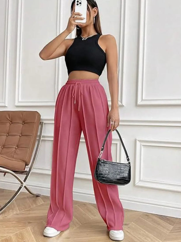 Drawstring Wide Leg Pants with Pockets www.nizzadesign.com