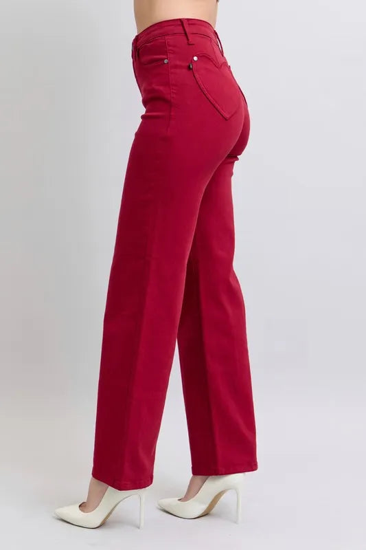 Judy Blue Full Size High Waist Heart Shaped Back Pockets 90's Straight Jeans Plus Size www.nizzadesign.com