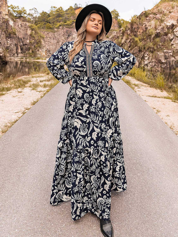 Plus Size Long Sleeve Maxi Dress www.nizzadesign.com