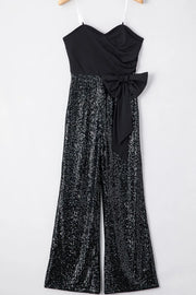 Bow Sequin Wide Leg Jumpsuit www.nizzadesign.com