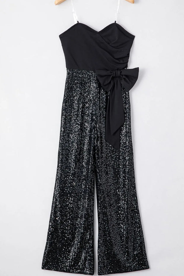 Bow Sequin Wide Leg Jumpsuit www.nizzadesign.com