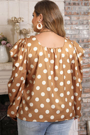 Plus Size Polka Dot Long Sleeve Blouse www.nizzadesign.com