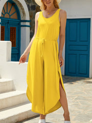 Wide Strap Wide Leg Jumpsuit Yellow www.nizzadesign.com