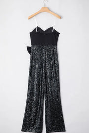 Bow Sequin Wide Leg Jumpsuit www.nizzadesign.com