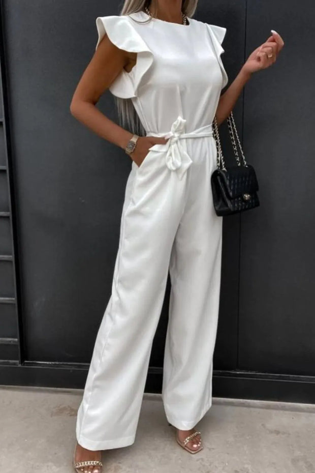Round Neck Cap Sleeve Jumpsuit www.nizzadesign.com