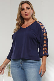 3/4 Sleeve Cutout Detail Top www.nizzadesign.com