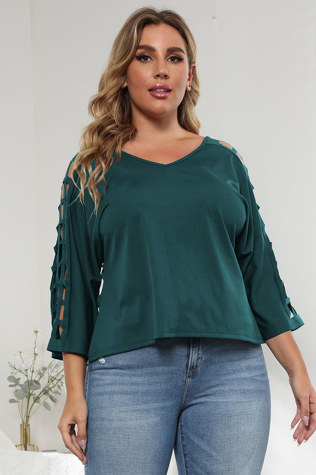 3/4 Sleeve Cutout Detail Top Green www.nizzadesign.com