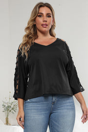 3/4 Sleeve Cutout Detail Top www.nizzadesign.com