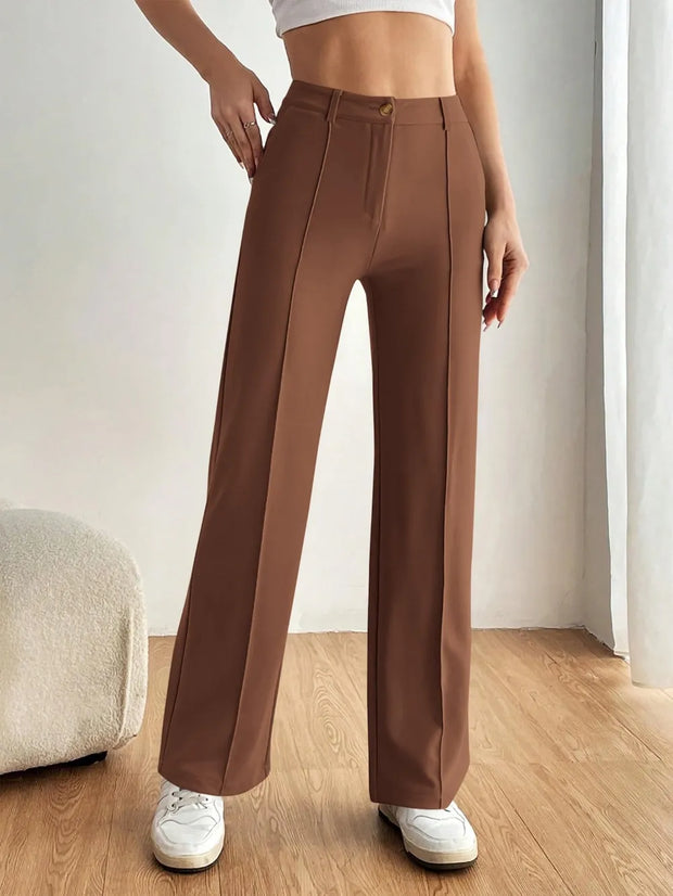 High Waist Wide Leg Pants Brown www.nizzadesign.com